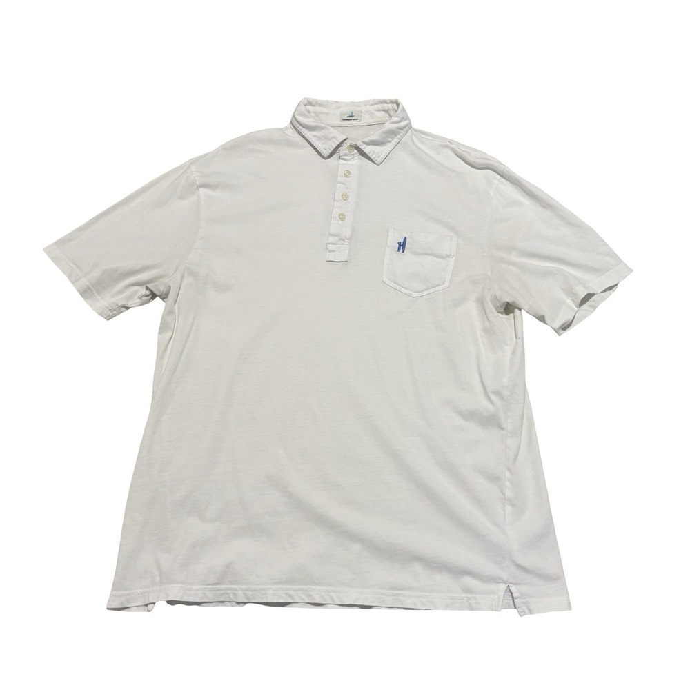 Johnnie O Men's Hangin Out Short Sleeve Polo Distressed White Size Large 22 x 29